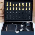 Premium Wooden Chess & Whisky Gift Se